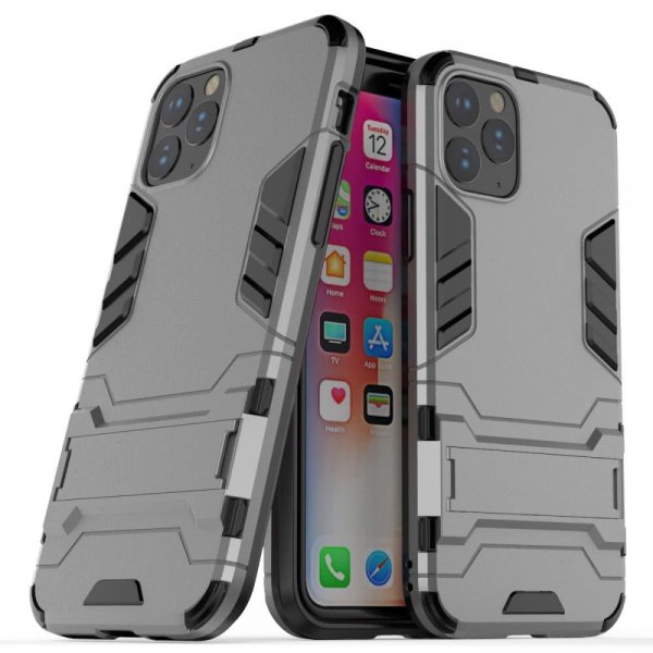 iPhone 11 Pro Deksel Armor Stativfunksjon Hardplast Grå