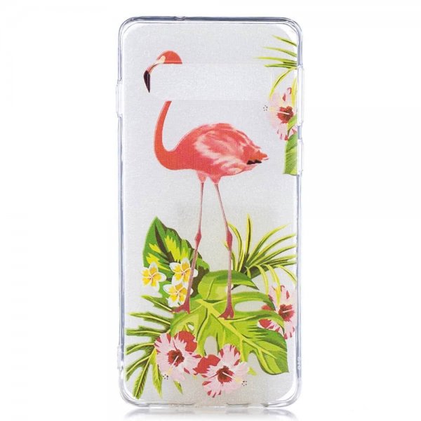 Samsung Galaxy S10 Plus Deksel TPU Transparent Motiv Flamingo