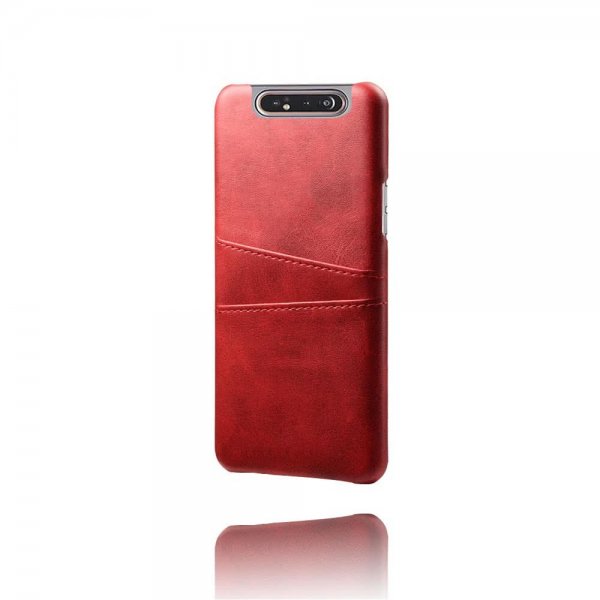 Samsung Galaxy A80 Deksel Kortlomme PU-skinn Rød