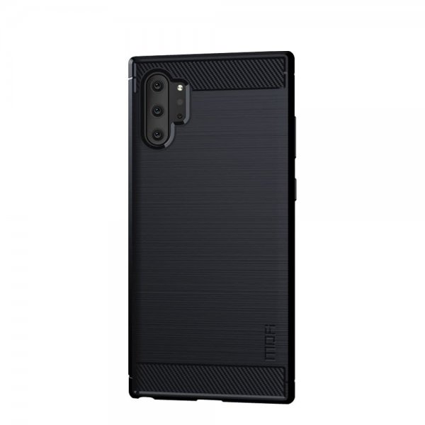 Samsung Galaxy Note 10 Plus Deksel TPU Børstet Karbonfibertekstur MörkBlå