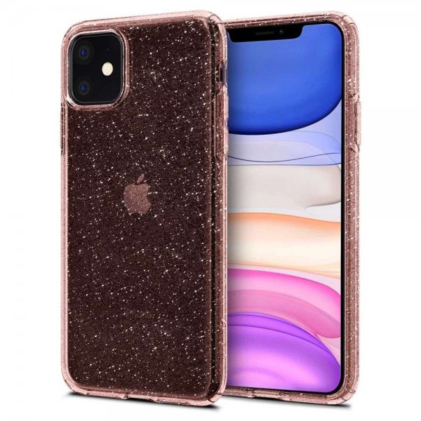 iPhone 11 Deksel Liquid Crystal Glitter Rose