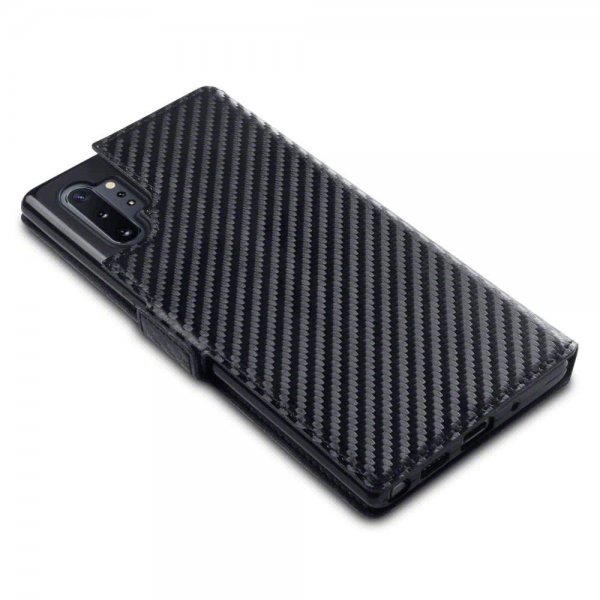 Samsung Galaxy Note 10 Plus Etui Low Profile Karbonfibertekstur Svart