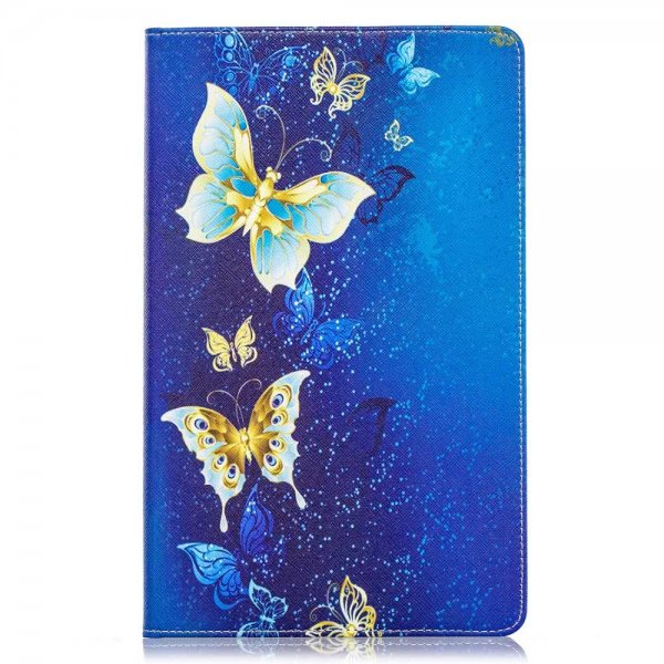 Samsung Galaxy Tab A 10.1 2019 T510 T515 Etui Kortlomme Motiv Fjärilar på Blått