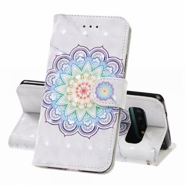 Samsung Galaxy S10 Plus Plånboksetui Motiv Färgglad Mandala på Hvitt