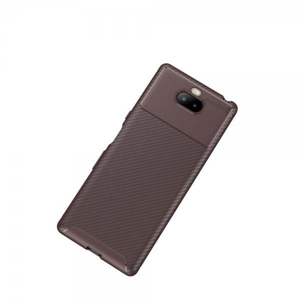 Sony Xperia 10 Plus Deksel Karbonfibertekstur TPU Brun
