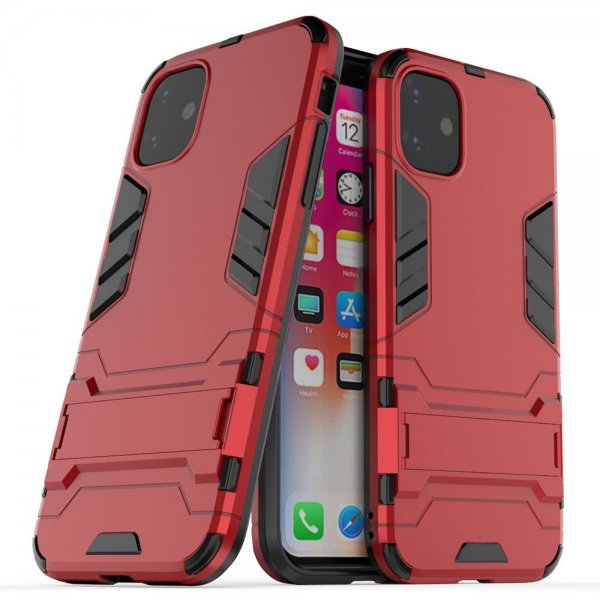 iPhone 11 Deksel Armor Stativfunksjon Hardplast Rød