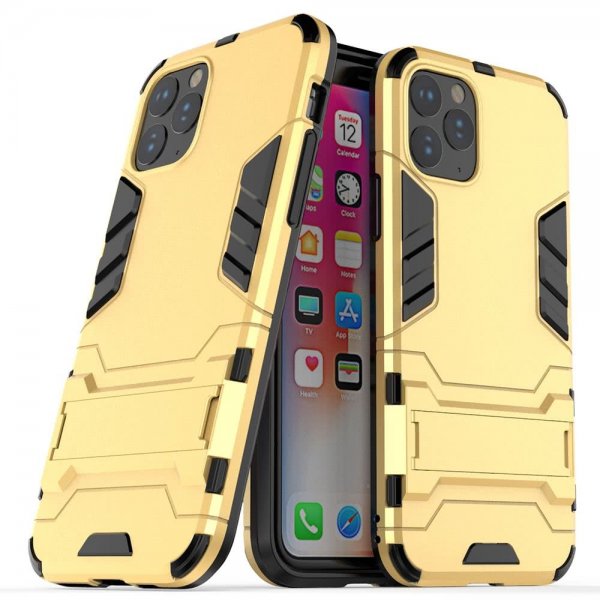 iPhone 11 Pro Max Deksel Armor Stativfunksjon Hardplast Gull