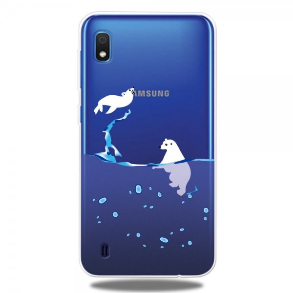 Samsung Galaxy A10 Deksel TPU Motiv Säl och Isbjörn Transparent
