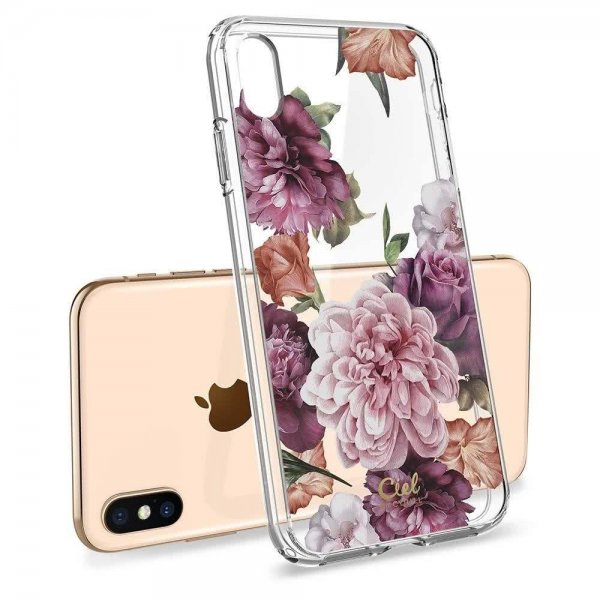 iPhone X/Xs Deksel Hardplast Rose Floral Transparent