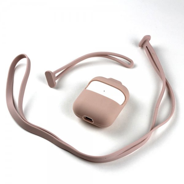 AirPods (1/2) Deksel i Silikon Pink Sand Med Halsband