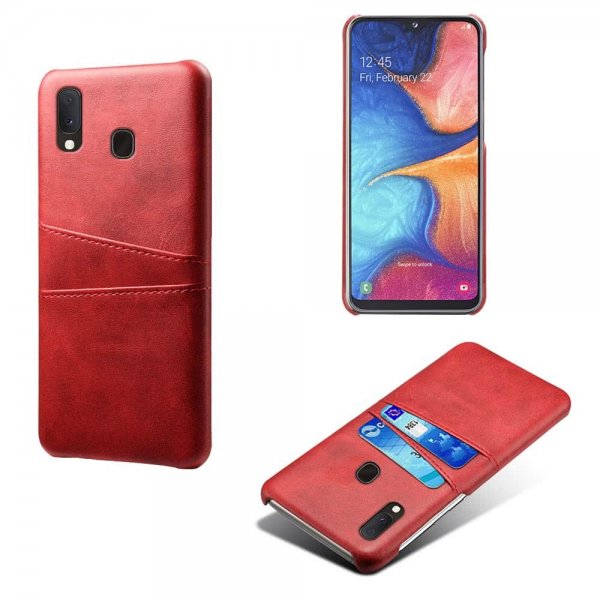 Samsung Galaxy A20E Deksel Kortlomme PU-skinn Rød