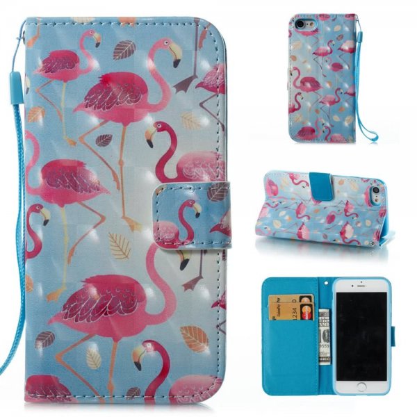 iPhone 7/8/SE Plånboksetui Motiv Flamingos