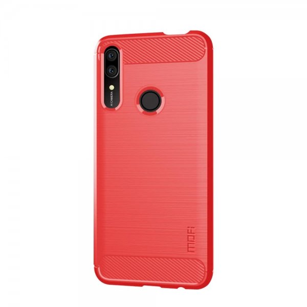 Huawei P Smart Z Deksel TPU Børstet Karbonfibertekstur Rød