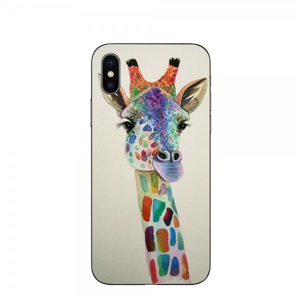 iPhone X/Xs Deksel TPU Motiv Färgglad Giraff