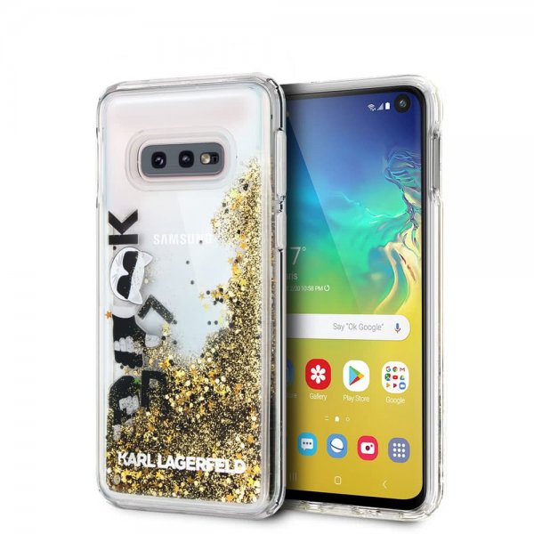Samsung Galaxy S10E Deksel Hardplast Gull Glitter Transparent