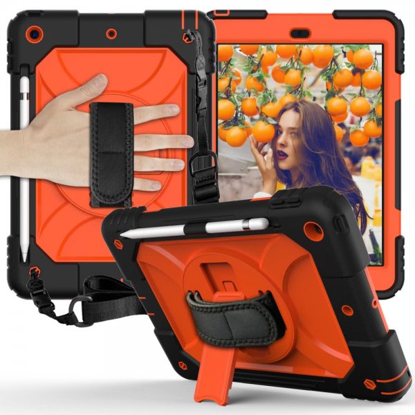 iPad 10.2 Deksel med Håndgrep og Stropp Oransje