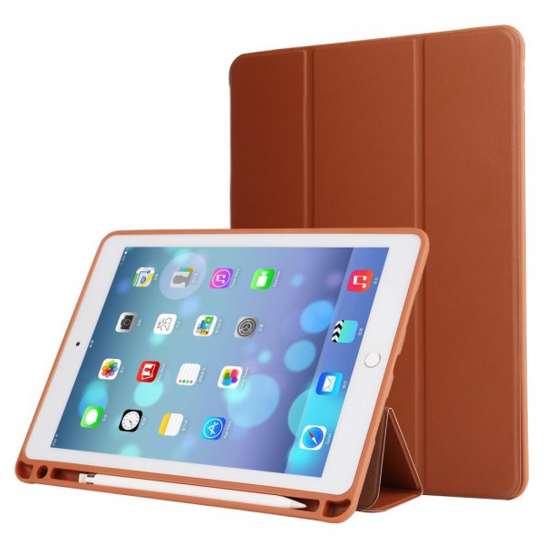 iPad Air 2019 / iPad Pro 10.5 Etui Nappatekstur PU-skinn Pennelomme Brun