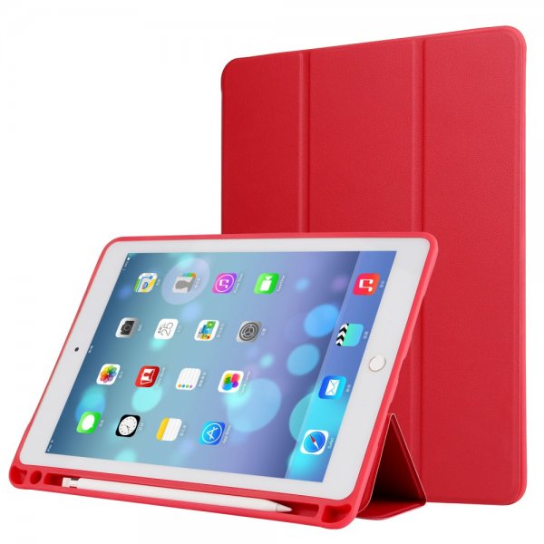 iPad Air 2019 / iPad Pro 10.5 Etui Nappatekstur PU-skinn Pennelomme Rød