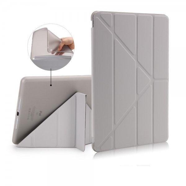 iPad 9.7 Etui PU-skinn TPU Origami Stativ Grå