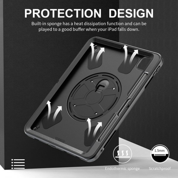iPad Pro 11 (M4/M5) Deksel Rugged Case Grip Svart