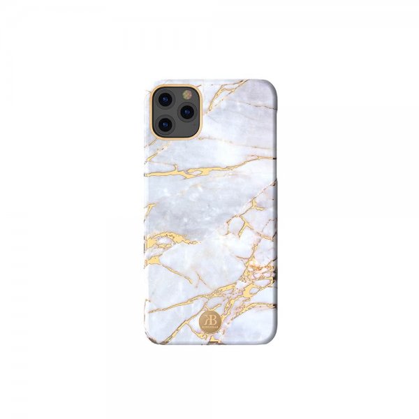 iPhone 11 Pro Max Deksel Jade Style Stone Series Hvit Gull