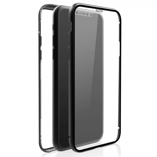 iPhone 11 Deksel 360° Real Glass Case Svart Transparent