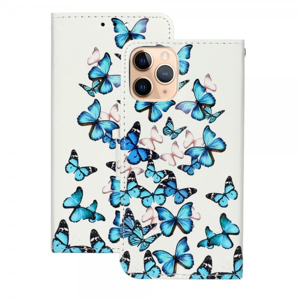 iPhone 12 Mini Etui Motiv Blåa Fjärilar