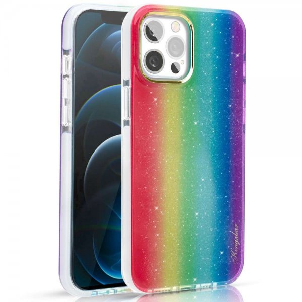 iPhone 12/iPhone 12 Pro Deksel Glitter Regnbue