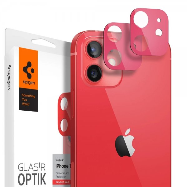 iPhone 12 Mini Linsebeskyttelse Glas.tR Optik 2-pakning Rød