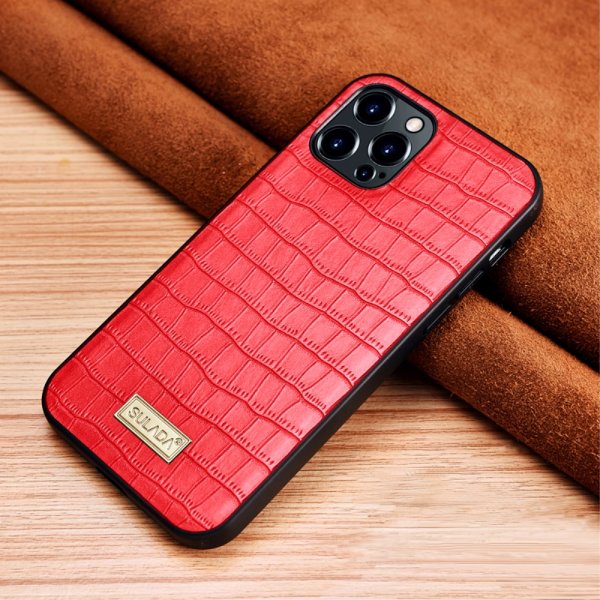 iPhone 12 Mini Deksel Krokodillemønster Rød