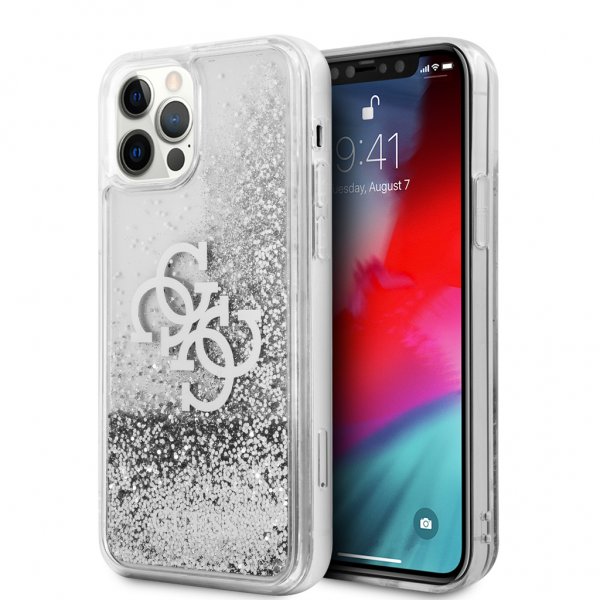 iPhone 12 Pro Max Deksel Liquid Glitter Sølv Klar