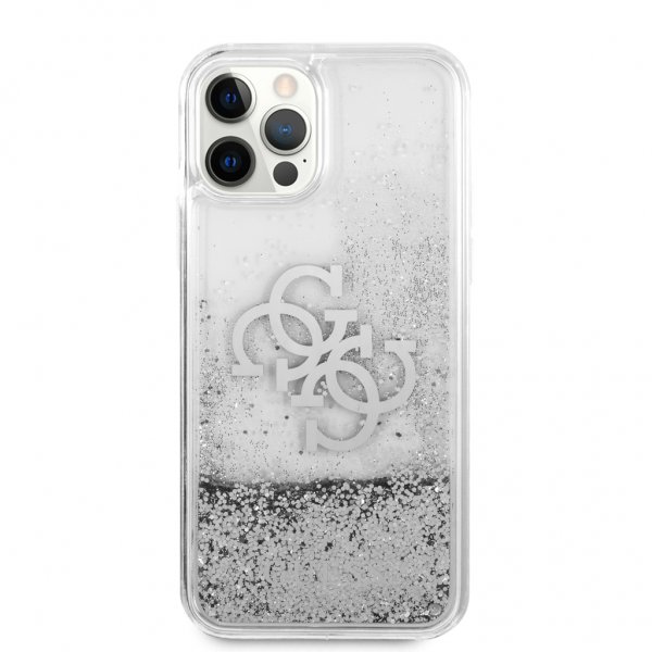 iPhone 12 Pro Max Deksel Liquid Glitter Sølv Klar