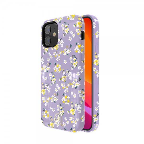 iPhone 12 Mini Deksel Flower Series Lilla/Gul Blomma