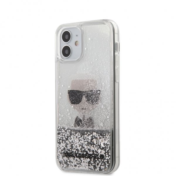 iPhone 12 Mini Deksel Liquid Glitter Sølv