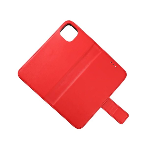 iPhone 12/iPhone 12 Pro Etui Ekte skinn Kortlommer Rød