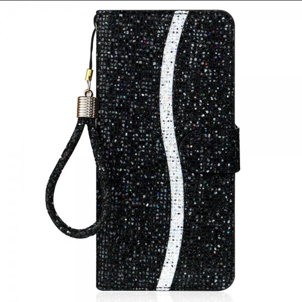 iPhone 13 Pro Etui Glitter Stripe Svart