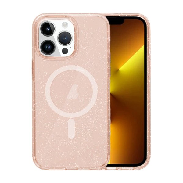 iPhone 13 Pro Max Deksel Glitter MagSafe Gull