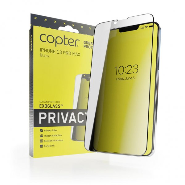 iPhone 13 Pro Max Skjermbeskytter Exoglass Curved Privacy