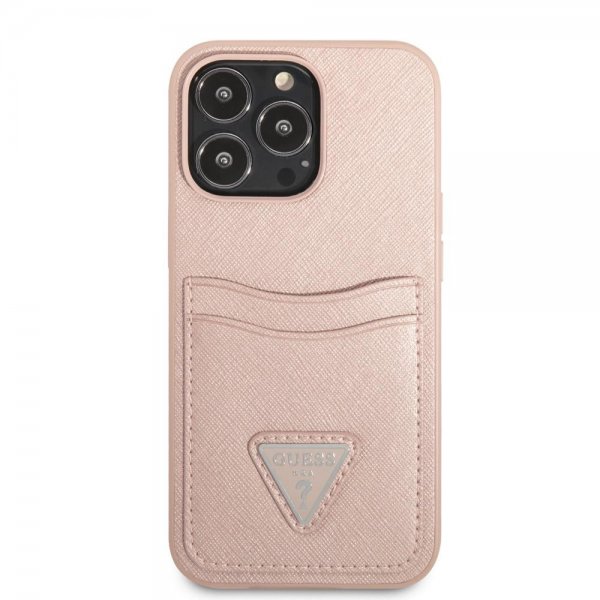 iPhone 13 Pro Deksel Saffiano Double Cardslot Rosa