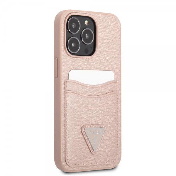 iPhone 13 Pro Deksel Saffiano Double Cardslot Rosa