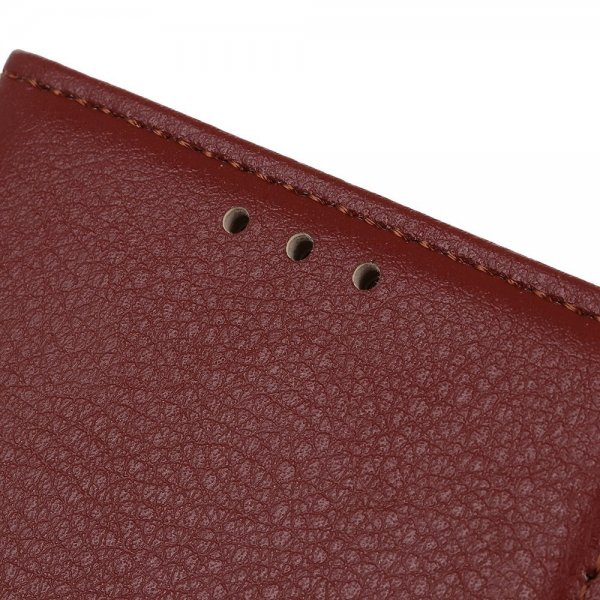 iPhone 14 Plus Etui Litchi Brun