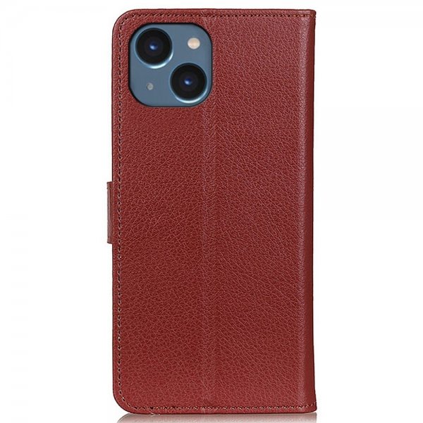 iPhone 14 Plus Etui Litchi Brun