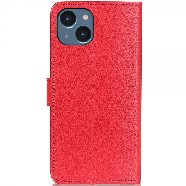 iPhone 14 Plus Etui Litchi Rød