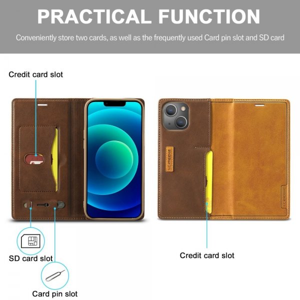 iPhone 14 Plus Etui Kortlomme Utside Brun