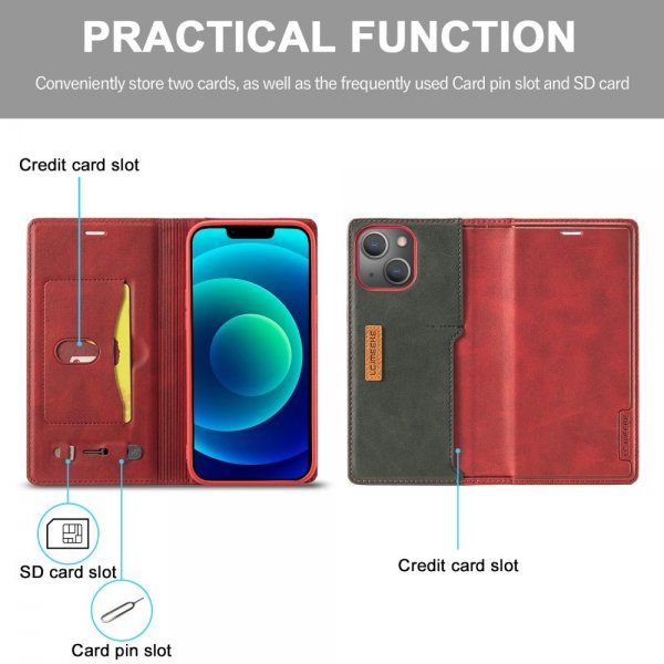 iPhone 14 Plus Etui Kortlomme Utside Rød