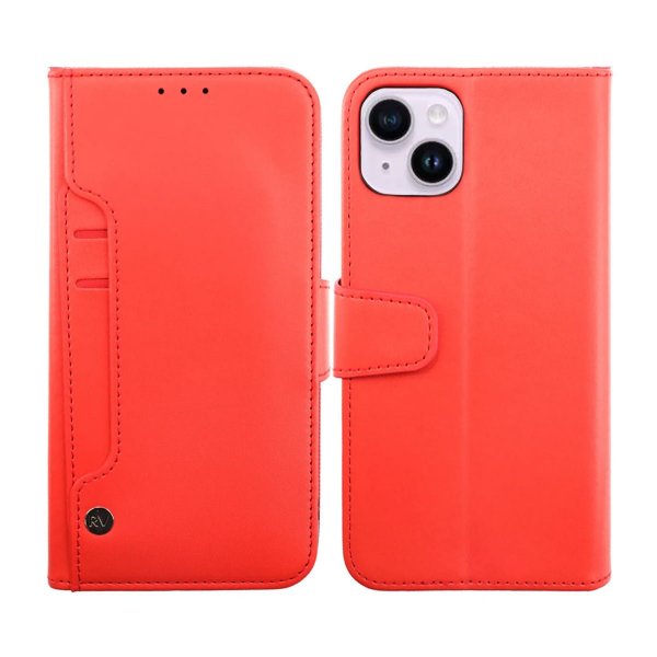 iPhone 14 Plus Etui Utbrettbar Kortlomme Rød