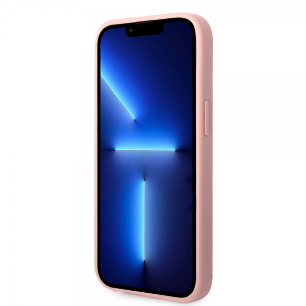 iPhone 14 Plus Deksel Glitter Flakes Metal Logo Rosa