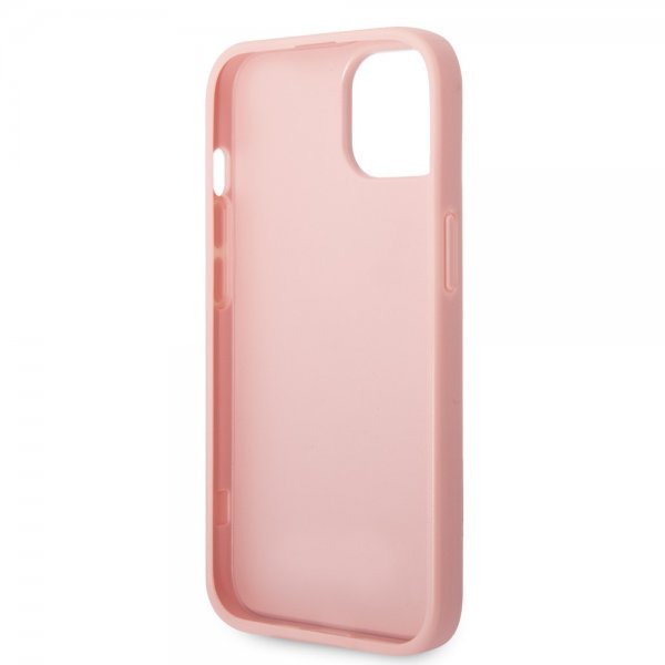 iPhone 14 Plus Deksel Glitter Flakes Metal Logo Rosa