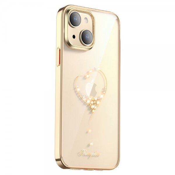 iPhone 14 Plus Deksel Hjertemønster Gull