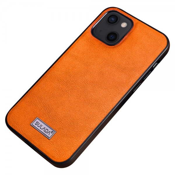 iPhone 14 Plus Deksel Skinntekstur Oransje